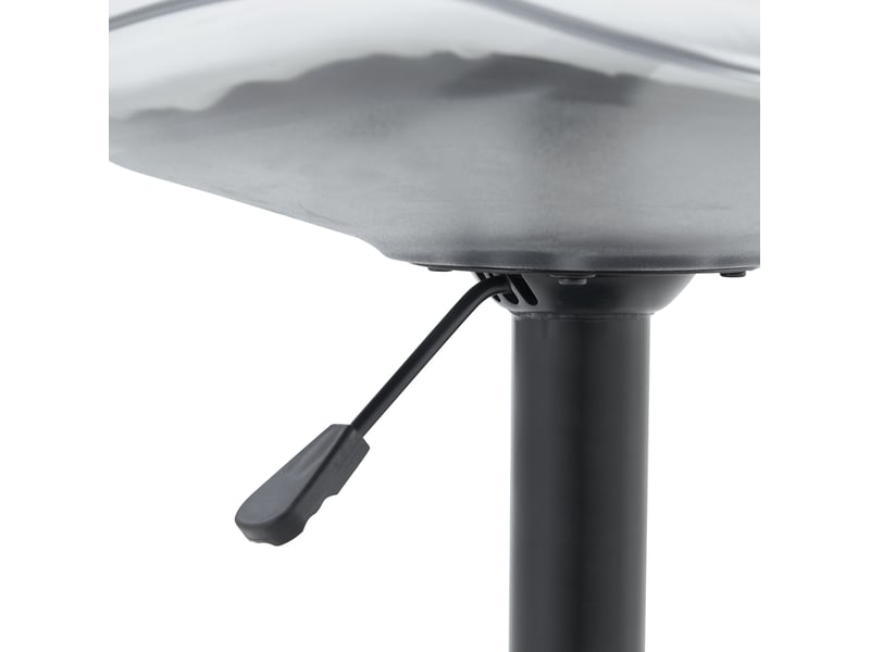  Tabouret de bar pivotant réglable en hauteur avec dossier transparent, en métal et plastique noir  - Conforama E