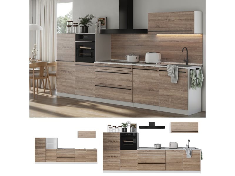  Vicco cuisine, sonomablanc, 340cm plan de travail marbre  - Conforama D
