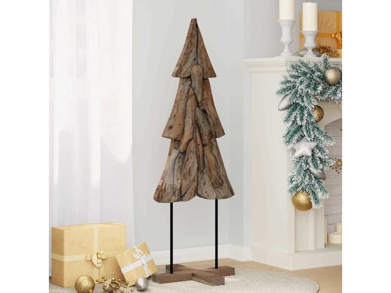  Sapin de noël, arbre de noël avec support marron 121 cm bois de teck solide  - Conforama C