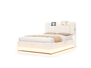 Lit coffre 140x200 cm <strong>WISHDOR</strong>  <strong></strong> coloris beige