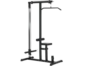 Station de musculation multifonctionnelle 107x120x190 cm – noire – poulie, siège réglable 3 positions