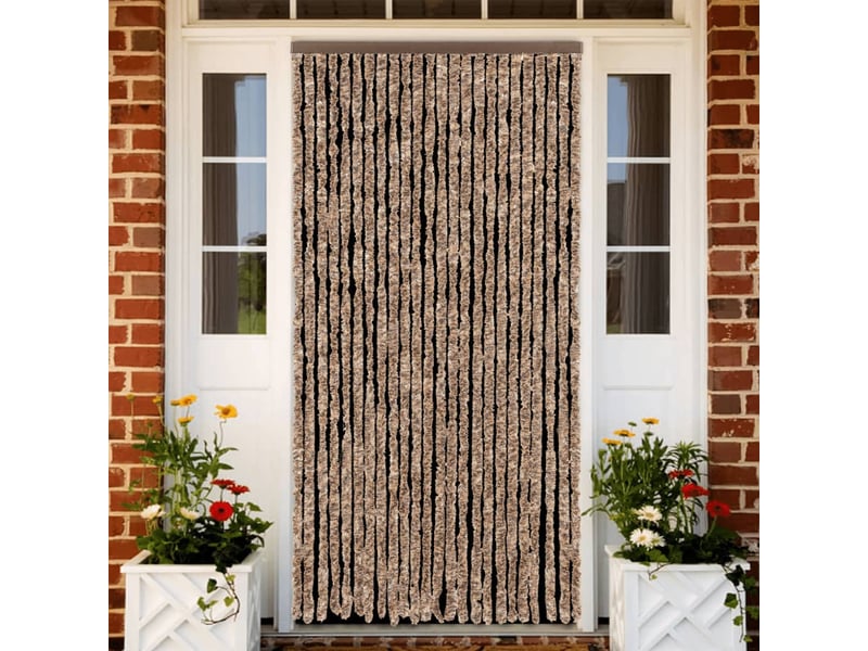  Rideau anti-mouches, moustiquaire beige et marron foncé 100x220 cm chenille cf43505  - Conforama B