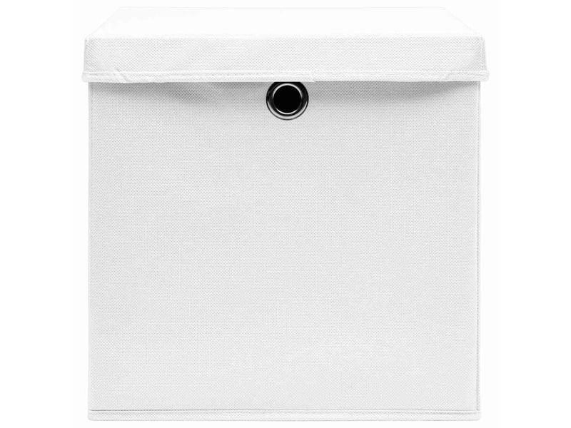  Boîtes de rangement avec couvercle 10pcs blanc 32x32x32cm tissu  - Conforama D