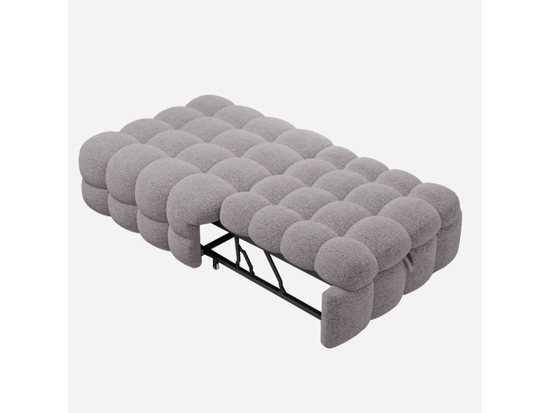  Lit extensible 183x76 cm 2-en-1 métal mdf gris sans matelas  - Conforama A