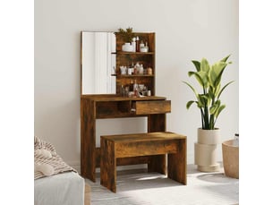 Coiffeuse 0 tiroir(s) Miroir  avec 1 tabouret(s) inclu(s)  <strong></strong> <strong></strong>  coloris multicolore