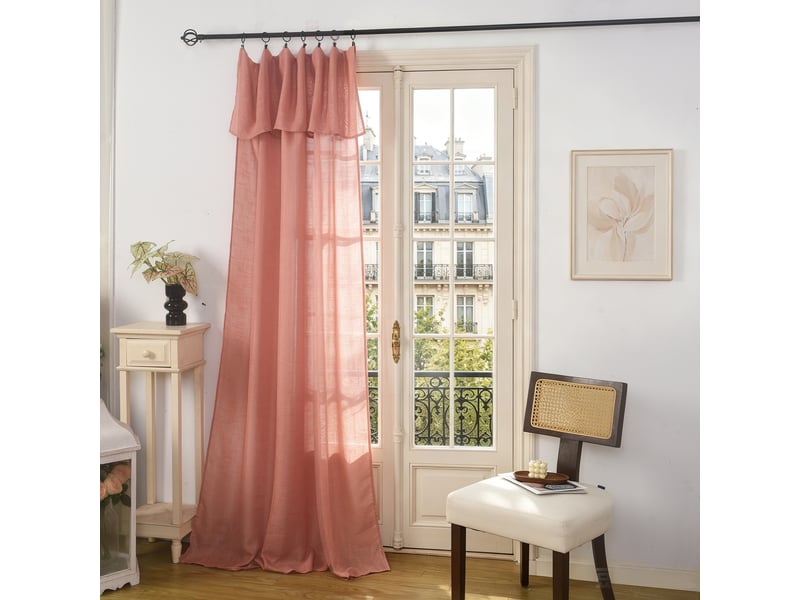  Rideau ajustable 140 x 270 cm + 8 anneaux pinces effet lin evasion rose boisé CP-EVASION-ROSEBOISE - Conforama A