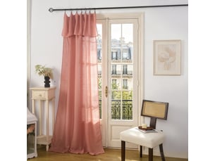 Rideau ajustable 140 x 270 cm + 8 anneaux pinces effet lin evasion rose boisé