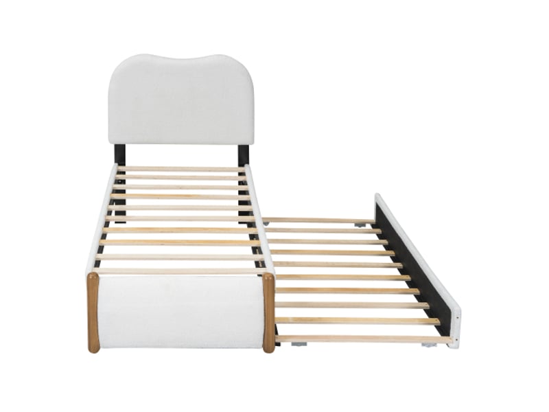  Lit gigogne,lit plat pour enfants en polaire circulaire et mdf 90x200cm,style simple,blanc lit enfant blanc - Conforama D