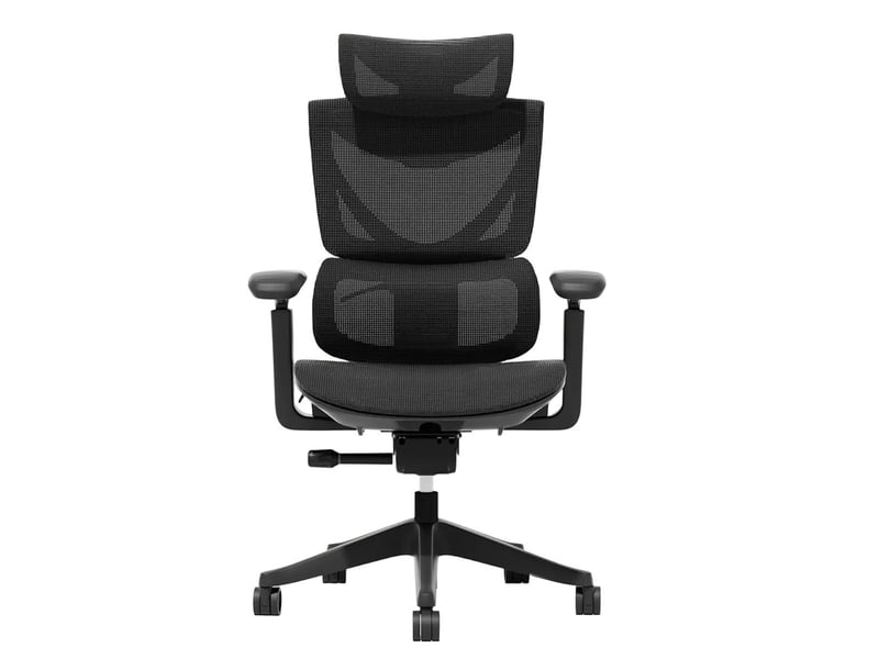  Chaise de bureau ergonomique noire 70,6 x 70,6 cm en maille, réglage à trois boutons avec soutien lombaire  - Conforama A