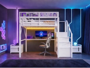 Lit mezzanine 140x200 cm <strong>LEYTN</strong>  <strong></strong> coloris blanc