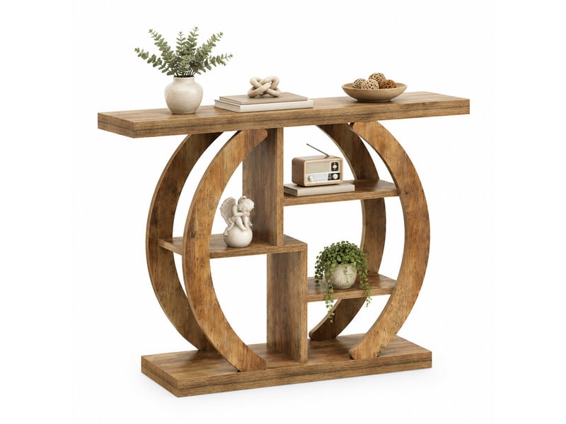  Console 108 x 29 x 82 cm en bois à 4 niveaux marron chicfurn  - Conforama A