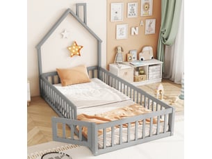 Lit cabane 90x200 cm <strong>MODENUIT </strong>  <strong></strong> coloris gris