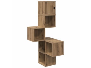 Étagère d'angle flottante, étagère murale chêne artisanal 48 x 48 x 120 cm cf41388