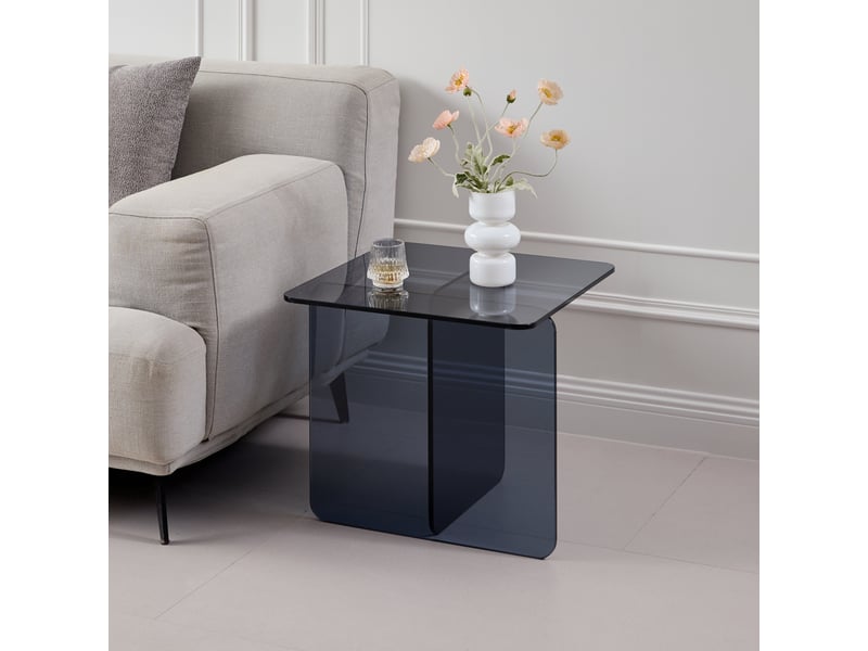 Table d'appoint 45 x 45 cm en verre trempé gris - Conforama B