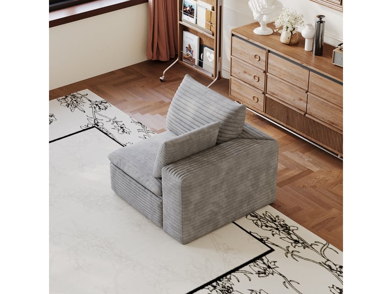  Canapé modulable gris en mousse sans cadre tissu coton doux ajustable  - Conforama E