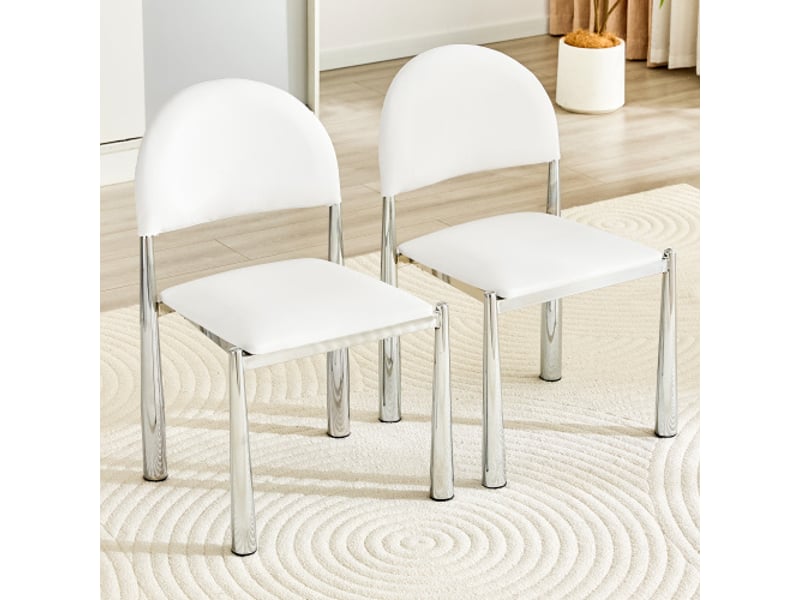  Ensemble de 2 chaises modernes — dossier demi-lune, siège pu cuir, pieds en métal, hauteur 80 cm, élégant et robuste  - Conforama D