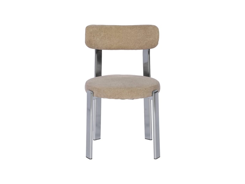  Lot de 2 chaises vintage acier chromé et tissu texturé taupe - gloria  - Conforama C