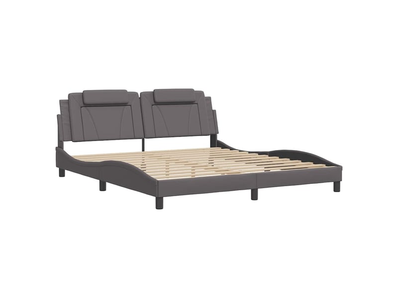 Lit double- lit adulte - cadre de lit viana sans matelas gris 180x200 cm similicuir - Conforama B