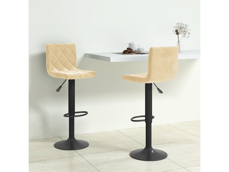  Lot de 2 tabouret de bar, chaise de bar crème velours shl15265  - Conforama B