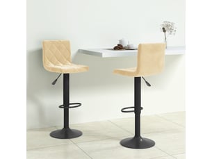 Lot de 2 tabouret de bar, chaise de bar crème velours shl15265