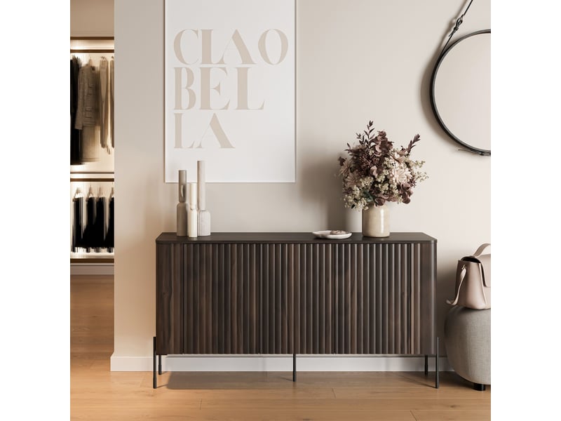  Buffet susegana, meuble 3 étagères, 150x40x80h cm brun noyer Susegana - Conforama B