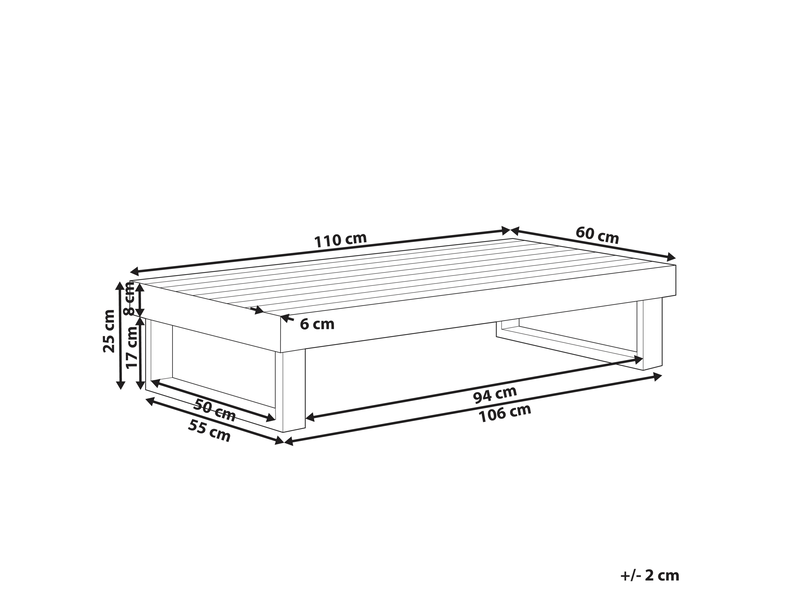  Table basse de jardin marettimo 60 cm 110 cm bois d'acacia certifié marron clair  - Conforama C
