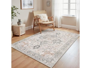 1 tapis de salon vintage gris-marron, 80 x 120 cm, envers antidérapant, lavable, poils ras, convient pour cuisines, salles à manger, bureaux et chambr