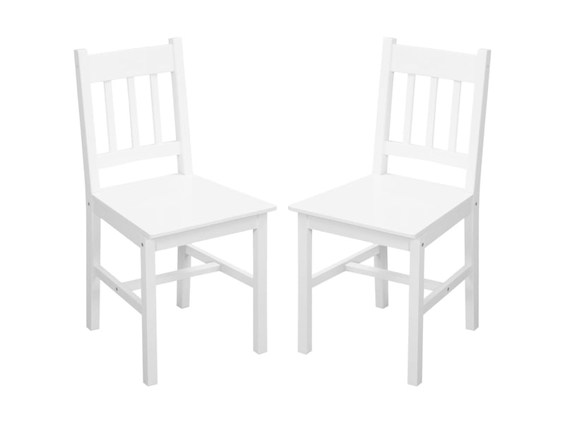  Lot de 2 chaises de salle à manger en bois massif chaise de cuisine dossier lattes esprit campagne blanc 835-910V01WT - Conforama B
