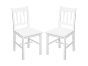 Lot de 2 chaises de salle à manger en bois massif chaise de cuisine dossier lattes esprit campagne blanc