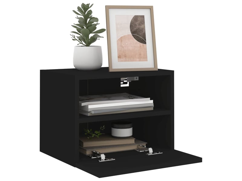  Meubles tv - banc tv - meuble de rangement muraux 2 pcs noir 40x30x30 cm bois d'ingénierie  - Conforama E