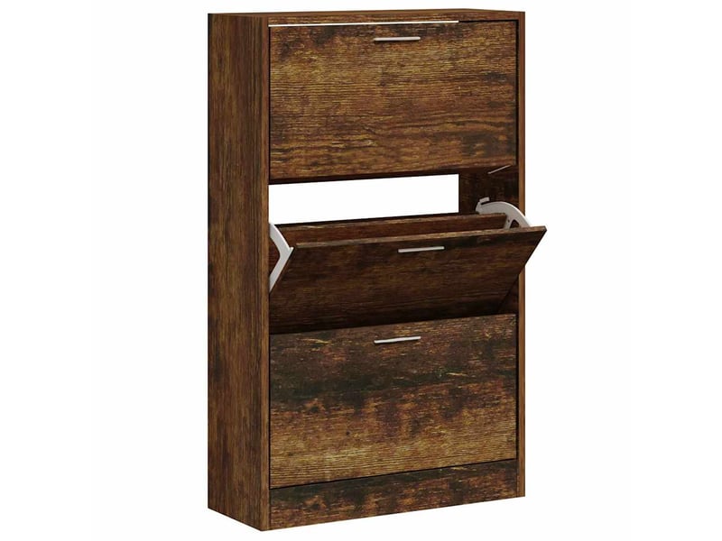  Meuble à chaussure | armoire à chaussures chêne fumé 63x24x103 cm bois d'ingénierie  - Conforama C