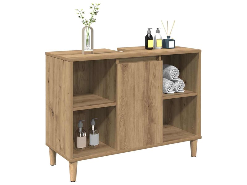  Armoire d'évier, meuble de rangement chêne artisanal 80x33x60 cm bois d'ingénierie shl8752  - Conforama D