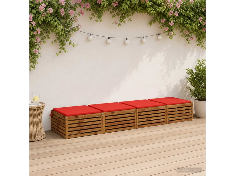 Lot de 4 coussins de siège, coussins d'assise soest 100 % polyester rouge cf60514 - Conforama B