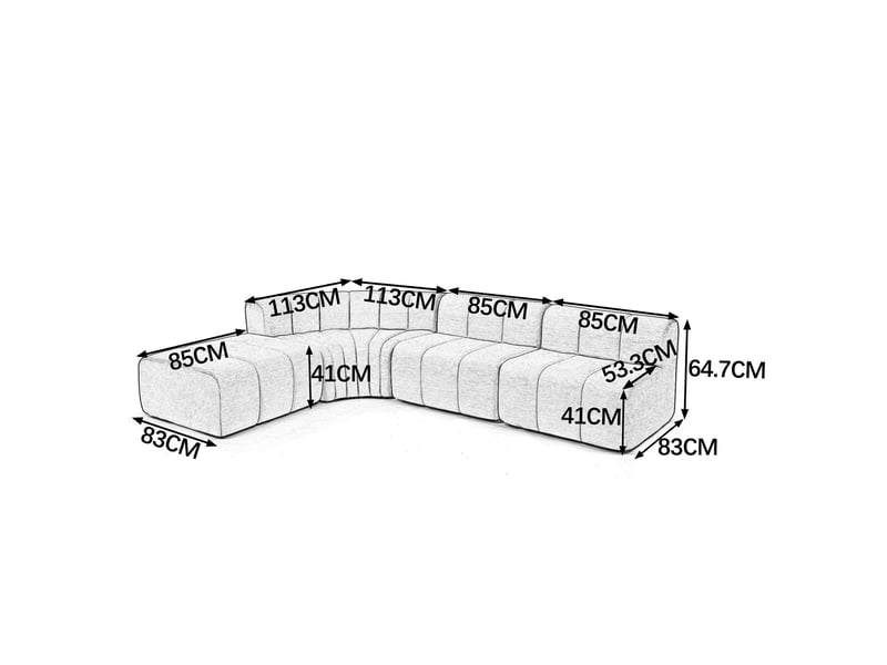 Canapé d'angle modulable 4 places compression - mousse haute résilience chenille noire polyvalente - Conforama C