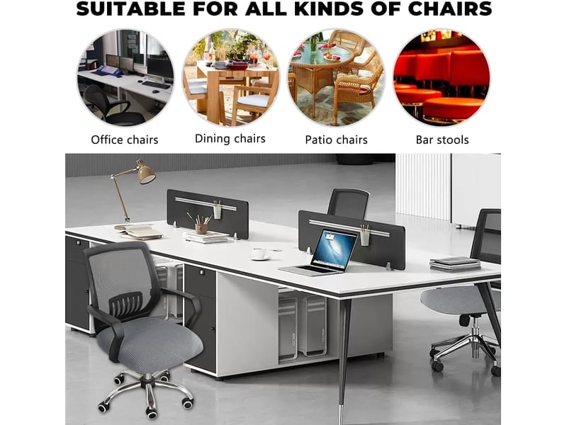 Housse de chaise - gris 2 housse pour chaises élastiques, housse assise chaise bureau, housses fauteuil gaming, protege chaise salle a manger, shousse tabouret pivotant, 45 x 45 cm GSO-000301 - Conforama E