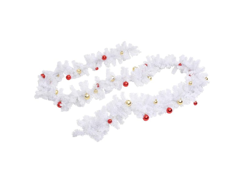  Guirlande de noël décorée avec boules blanc 5 m  - Conforama D