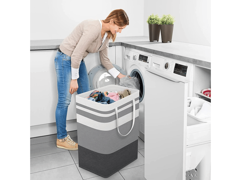 2 unités de panier à linge sale de 75l, pliable, avec poignée, de grande capacité, panier de rangement pour vêtements et jouets - Conforama E