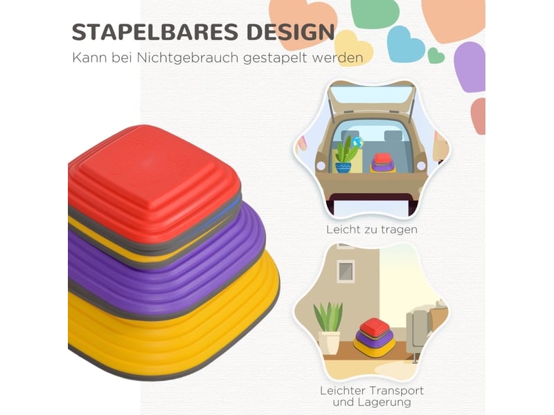 Pierres d’équilibre enfant 6 pièces 21,5 à 34,3 cm – multicolores – empilables et antidérapantes - Conforama E