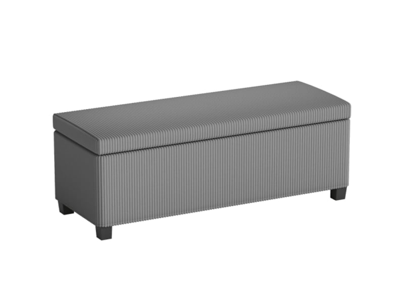  Banc coffre gris en velours côtelé avec rangement, rembourré, pour salon, chambre et entrée  - Conforama A