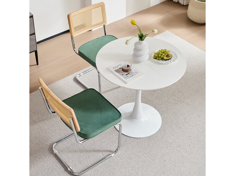  Lot de 2 chaises de salle à manger - chaise rembourrée en rotin - scandinave - vert (velours) Grand-house - Conforama C