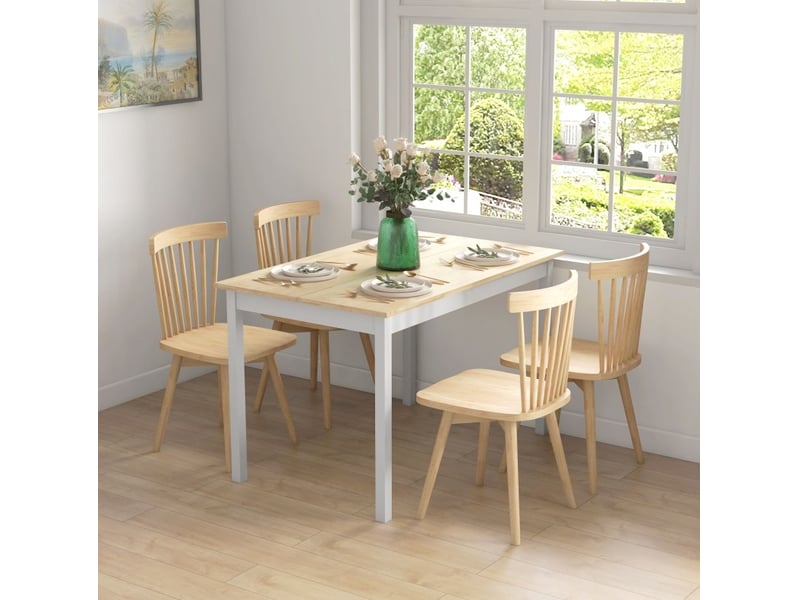  Table à manger 120 x 75 cm style campagne, 4 personnes, structure en bois de pin, naturel  - Conforama B