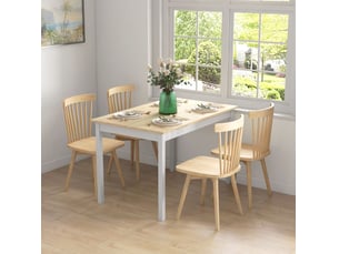 Table à manger 120 x 75 cm style campagne, 4 personnes, structure en bois de pin, naturel