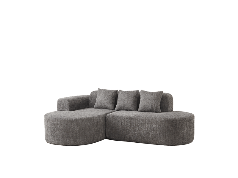  Canapé d’angle 3 places en tissu chenille gris anthracite  - Conforama D