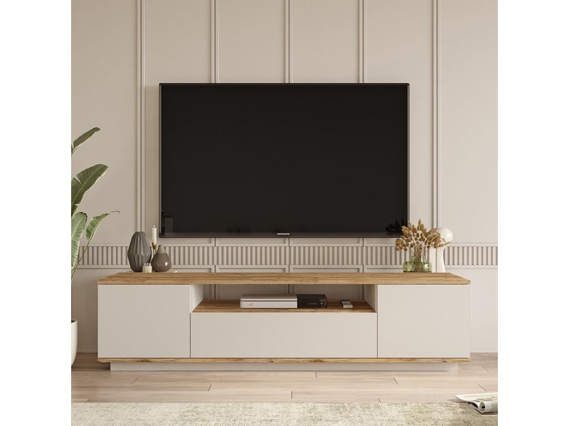  Meuble tv 180 cm xavor avec portes et étagères  - Conforama B