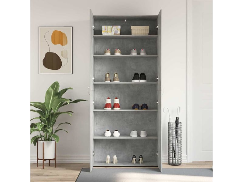  Meuble à chaussure, cabinet à chaussures 80x35.5x180 cm bois d'ingénierie gris shl1045  - Conforama D