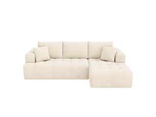 Canapé d’angle modulaire beige, canapé 3 places en chenille, assise en mousse haute résilience pour salon et appartement