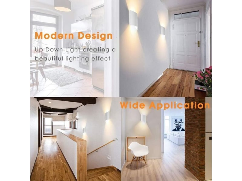  16w applique murale led intérieur extérieur huat en bas applique murale led moderne blanc chaud étanche ip65 intérieur aluminium appliques  - Conforama C