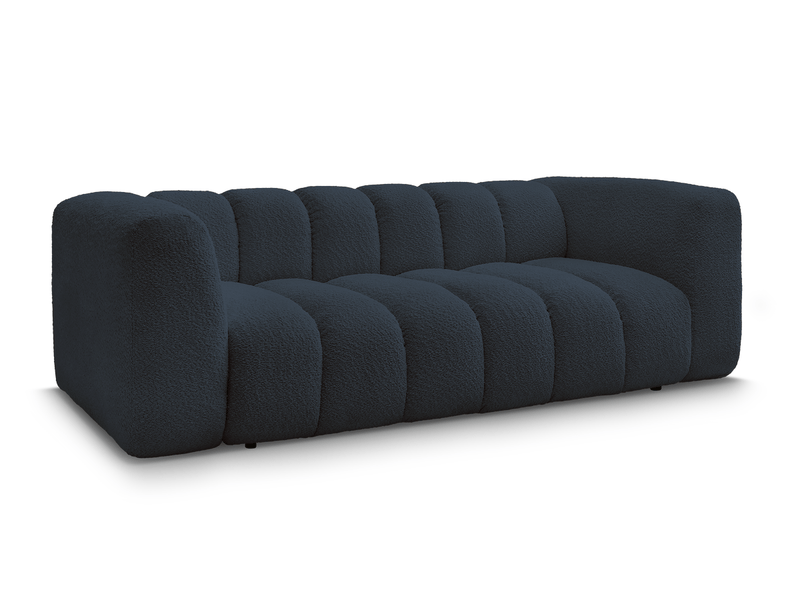 Bobochic canapé droit fixe 3 places talia tissu bouclette bleu foncé TALIA - Conforama A