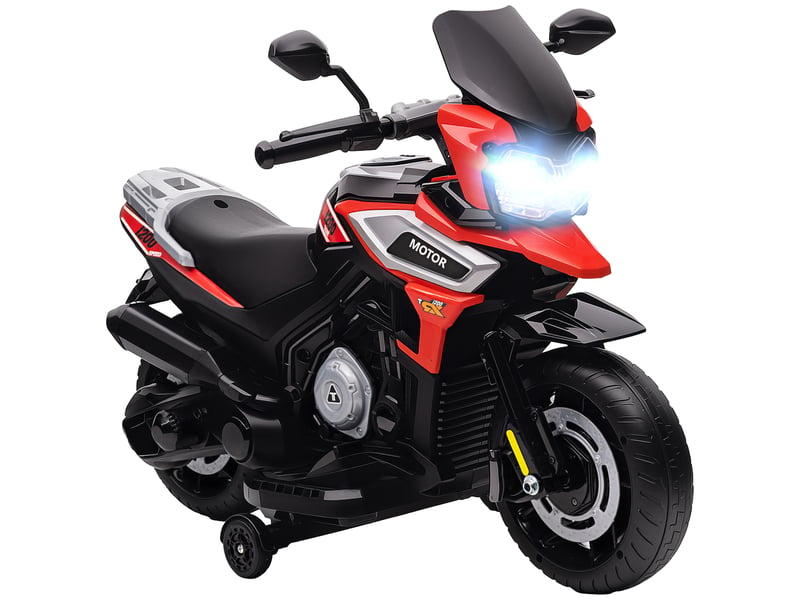  Moto électrique enfants 6 v, voiture électrique enfants avec roues d'entraînement, musique, effets lumineux, rouge  - Conforama A