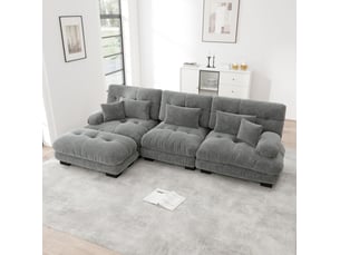 Canapé droit compressé fixe <strong>REDOM</strong> <strong></strong> 3 places Tissu gris
